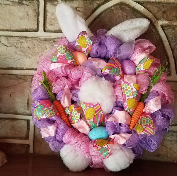 Other - EASTER BUNNY BUTT DECO MESH WREATH